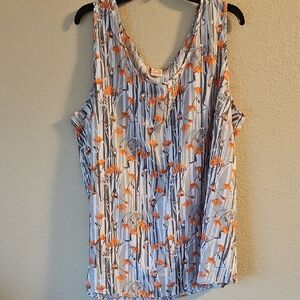 4X Floral‎ Sleeveless Top - Orange and White